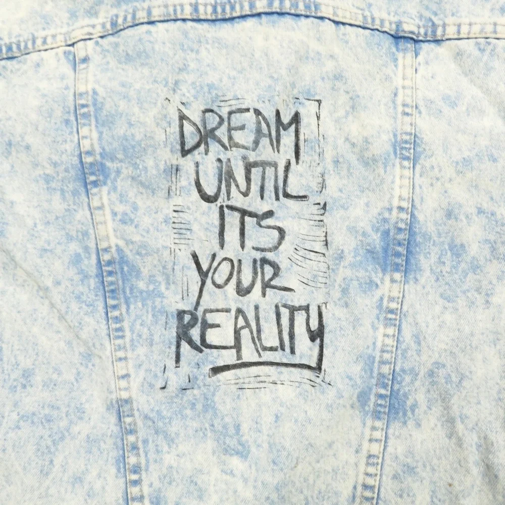 VINTAGE Levis Denim Jacket Large Made in USA Acid Wash Custom Trucker Type II